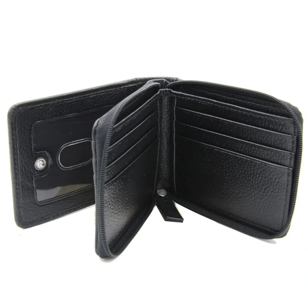 George Men's Wallet Genuine Leather Credit Card Holder RFID Blocking Zip Around.